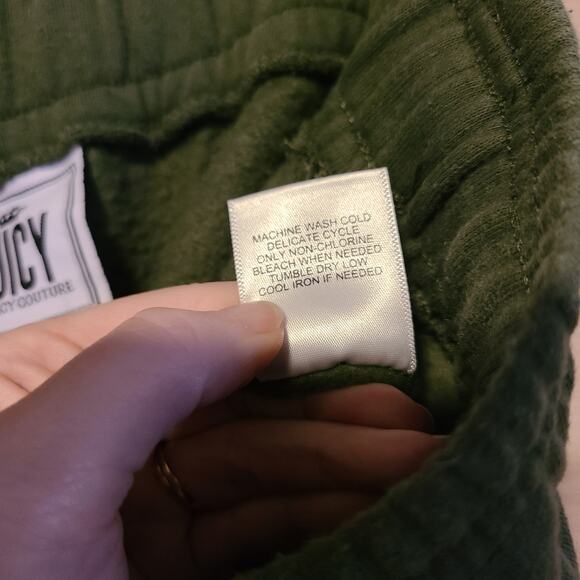 Juicy Culture Womens Army Green Track Pants Size Medium Wide Leg Sweatpants Y2K - Picture 6 of 10